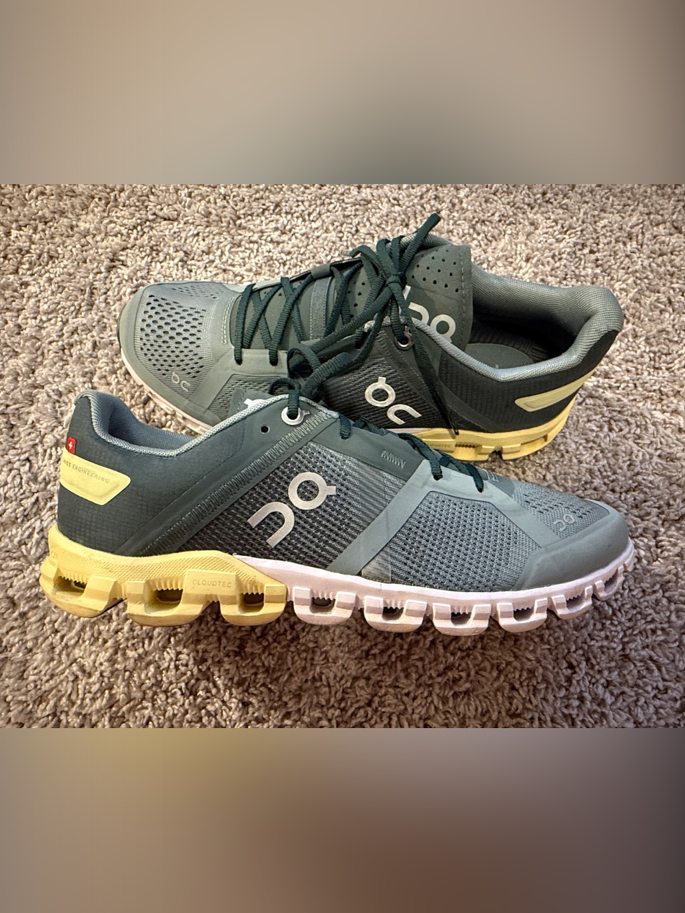 On Running Cloudflow Sneakers in Sage Green/Butter Yellow/White